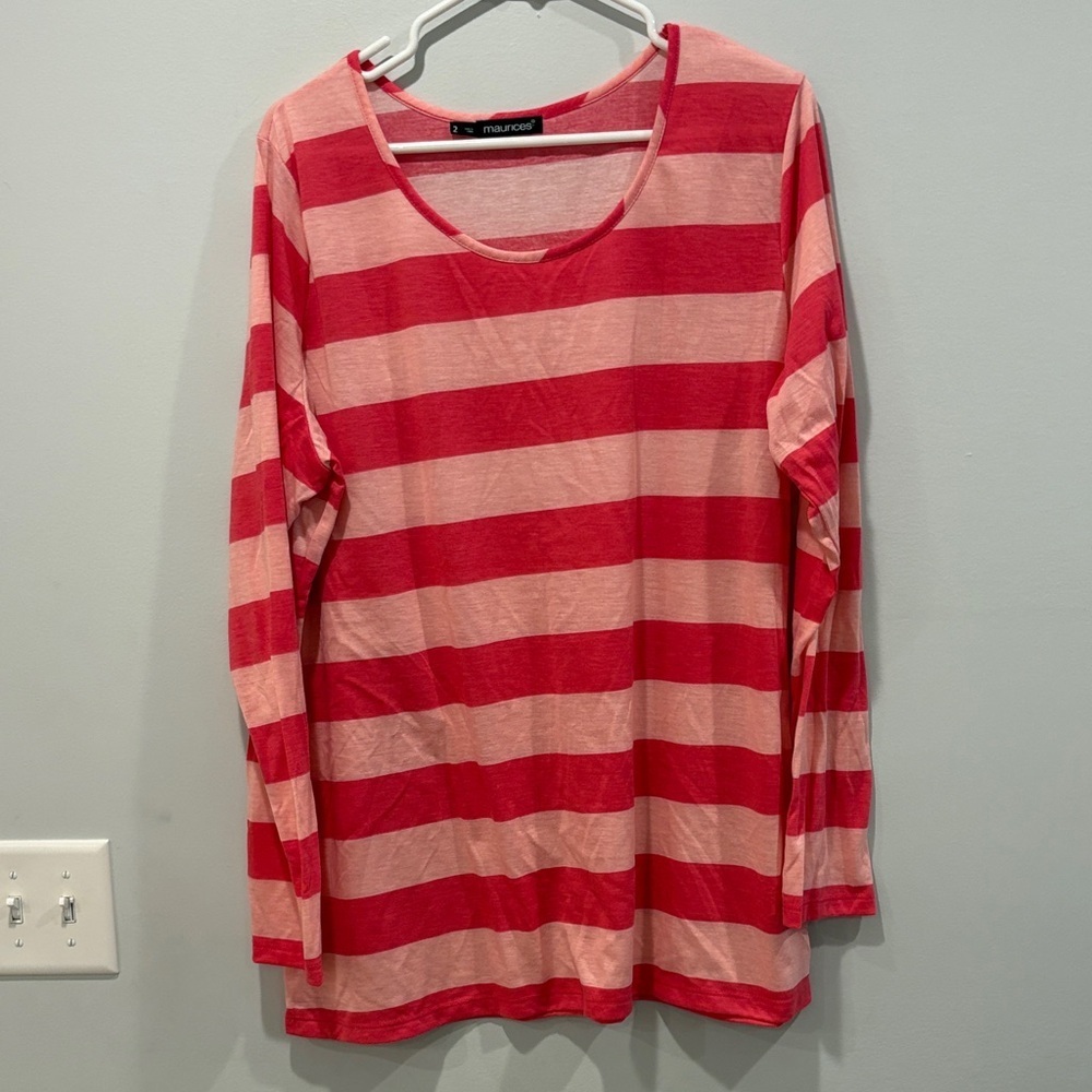 Maurices Striped Long Sleeve Top in shades of Pink